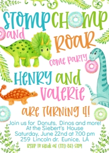 Birthday Donuts Dinos Sibling design preview