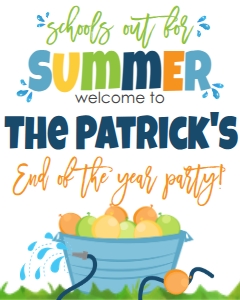 School End of Year Water Balloon Party Welcome Sign: School End of Year Water Balloon Party