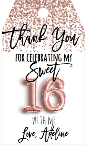 Birthday Foil Balloon Rose Gold Sweet 16 Favor Tag: Birthday Foil Balloon Rose Gold Sweet 16 Photo