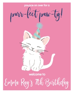 Birthday Cat Pink Welcome Sign: Birthday Cat Pink