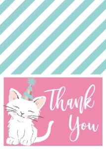 Birthday Cat Pink Thank You: Birthday Cat Pink