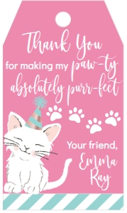 Birthday Cat Pink Favor Tag: Birthday Cat Pink