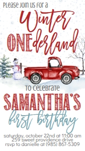 Christmas Winter Onederland Red Text Invite: Christmas Winter Onederland Red Invitation