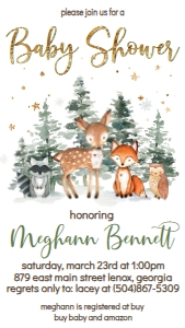 Baby Shower Woodland Winter Trees Text Invite: Baby Shower Woodland Winter Trees