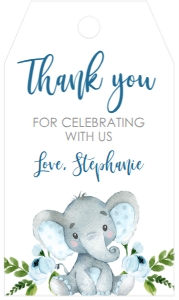 Baby Shower Elephant Blue Floral Favor Tag: Baby Shower Blue Banner Laurel Elephant Kit 594997875