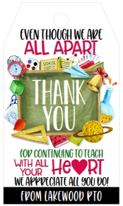 School Virtual Teacher Appreciation Chalkboard Favor Tag: School Virtual Teacher Appreciation Chalkboard Favor Tag