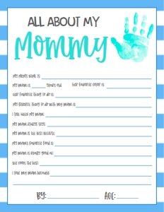 Mother's Day About my Mom Handprint no photo Blue: Mother's Day About My Mom Handprint no photo Blue