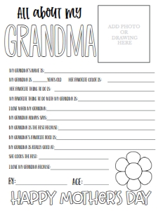 Mother's Day About My Grandma Coloring: Mother's Day About My Mom Coloring