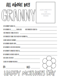 Mother's Day About My Granny Coloring: Mother's Day About My Mom Coloring