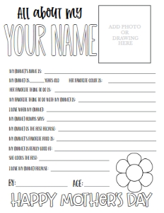 Mother's Day About Your Name Coloring: Mother's Day About My Mom Coloring