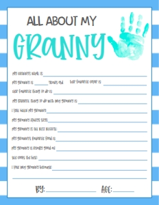 Mother's Day About My Granny Handprint no photo Blue: Mother's Day About My Mom Handprint no photo Blue