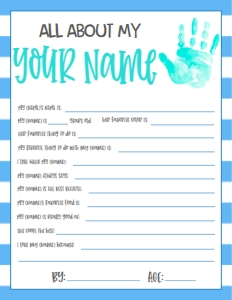 Mother's Day About Your Name Handprint no photo Blue: Mother's Day About My Mom Handprint no photo Blue