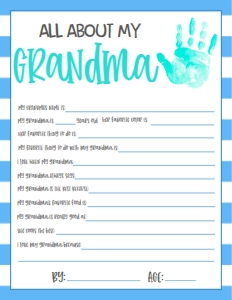 Mother's Day About My Grandma Handprint no photo Blue: Mother's Day About My Mom Handprint no photo Blue