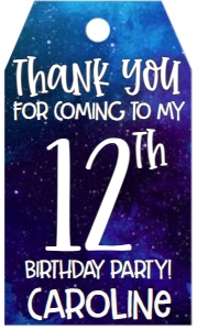 Birthday Galaxy Blue Number Favor Tag: Birthday Galaxy Blue Number