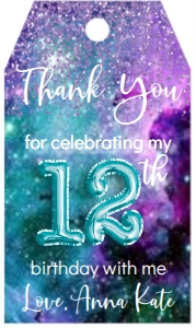 Birthday Foil Balloon Galaxy Any Age Favor Tag: Birthday Foil Balloon Galaxy ANY AGE