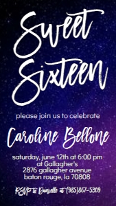 Birthday Galaxy Sweet 16 Text Invite: Birthday Galaxy Sweet 16