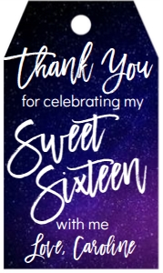 Birthday Galaxy Sweet 16 Favor Tag: Birthday Galaxy Sweet 16