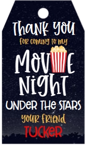Birthday Movie Night Under the Stars Red Favor Tag: Birthday Movie Night Under the Stars Red