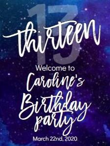 Birthday Galaxy Blue Any Age Welcome Sign: Birthday Galaxy Blue Any Age