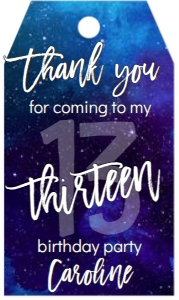 Birthday Galaxy Blue Any Age Favor Tag: Birthday Galaxy Blue Any Age