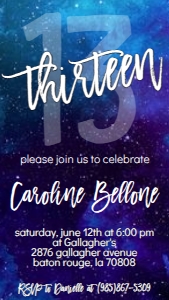 Birthday Galaxy Blue Any Age Text Invite: Birthday Galaxy Blue Any Age