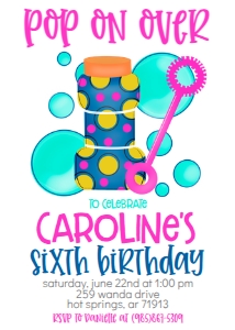 Birthday Bubbles Pop on Over design preview