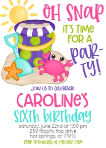 Birthday Beach Crab Party Pink: Birthday Beach Crab Party Pink