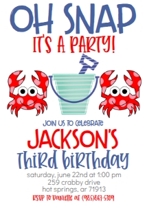Birthday Crab Invite Blue Bucket: Birthday Crab Invite Blue Bucket