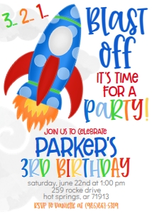 Birthday Rocket Blast Off Blue: Birthday Rocket Blast Off Blue