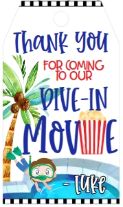 Dive In Movie Favor Tag: Dive In Movie Invitation