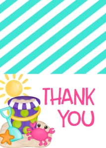 Birthday Beach Crab Party Pink Thank You: Birthday Beach Crab Party Pink
