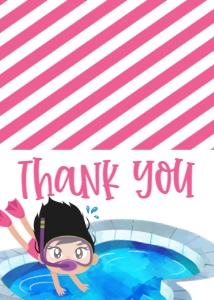 Birthday Dive In Party Pink Thank You: Birthday Dive in Party Girl