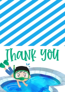Birthday Dive In Party Blue 2 Thank You: Birthday Dive in Party Boy