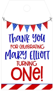 4th of July Birthday Firecracker One Favor Tag: 4th of July Birthday firecracker one