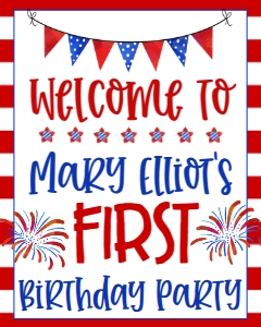 4th of July Birthday Firecracker One Welcome Sign: 4th of July Birthday firecracker one