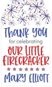 4th of July Birthday Firecracker Stars Any Age Favor Tag: 4th of July Birthday firecracker Stars Any age