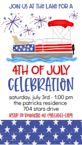 4th of July Lake Pontoon Text Invite: 4th of July Pontoon