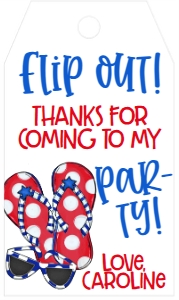 4th of July Birthday Flip Flop Party Favor Tag: 4th of July Birthday Flip Flop Party