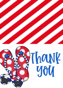 4th of July Flip Flop Party Thank You: 4th of July Birthday Flip Flop Party
