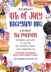 4th of July BBQ border invite: 4th of July BBQ border invite