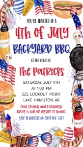 4th of July BBQ Border Text Invite: 4th of July BBQ border invite