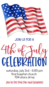 4th of July Celebration Flag Text Invite: 4th of July Celebration Flag