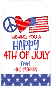 4th of July Peace Favor Tag: 4th of July Peace Love USA