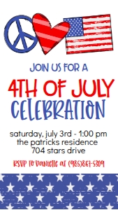 4th of July Peace Love USA Text Invite: 4th of July Peace Love USA