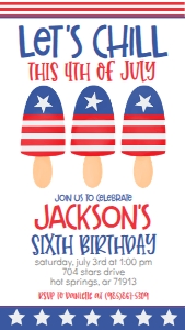 4th of July Birthday Let's Chill Popsicle Text: 4th of July Birthday Let's Chill Popsicle