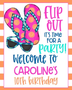 Birthday Flip Flop Party Welcome Sign: Birthday Flip Flop Party Pink