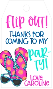 Birthday Flip Flop Party Favor Tag: Birthday Flip Flop Party Pink