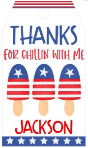 4th of July Birthday Let's Chill Popsicle Favor Tag: 4th of July Birthday Let's Chill Popsicle