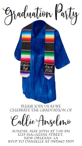 Graduation Party Gown Serape Text Invite 2026: Graduation Party Gown Serape