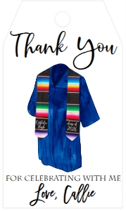 Graduation Party Gown Serape Favor Tag 2026: Graduation Party Gown Serape